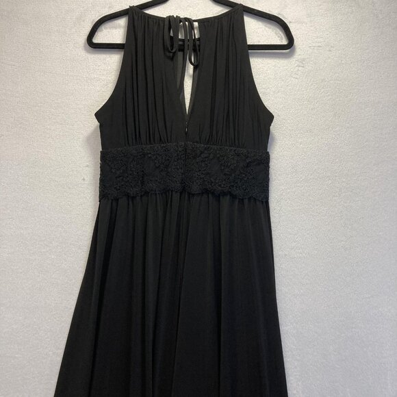 R&M Richards Maxi Dress Gown Womens 10 Black Formal Halter Keyhole Lace Stretch - Picture 15 of 16